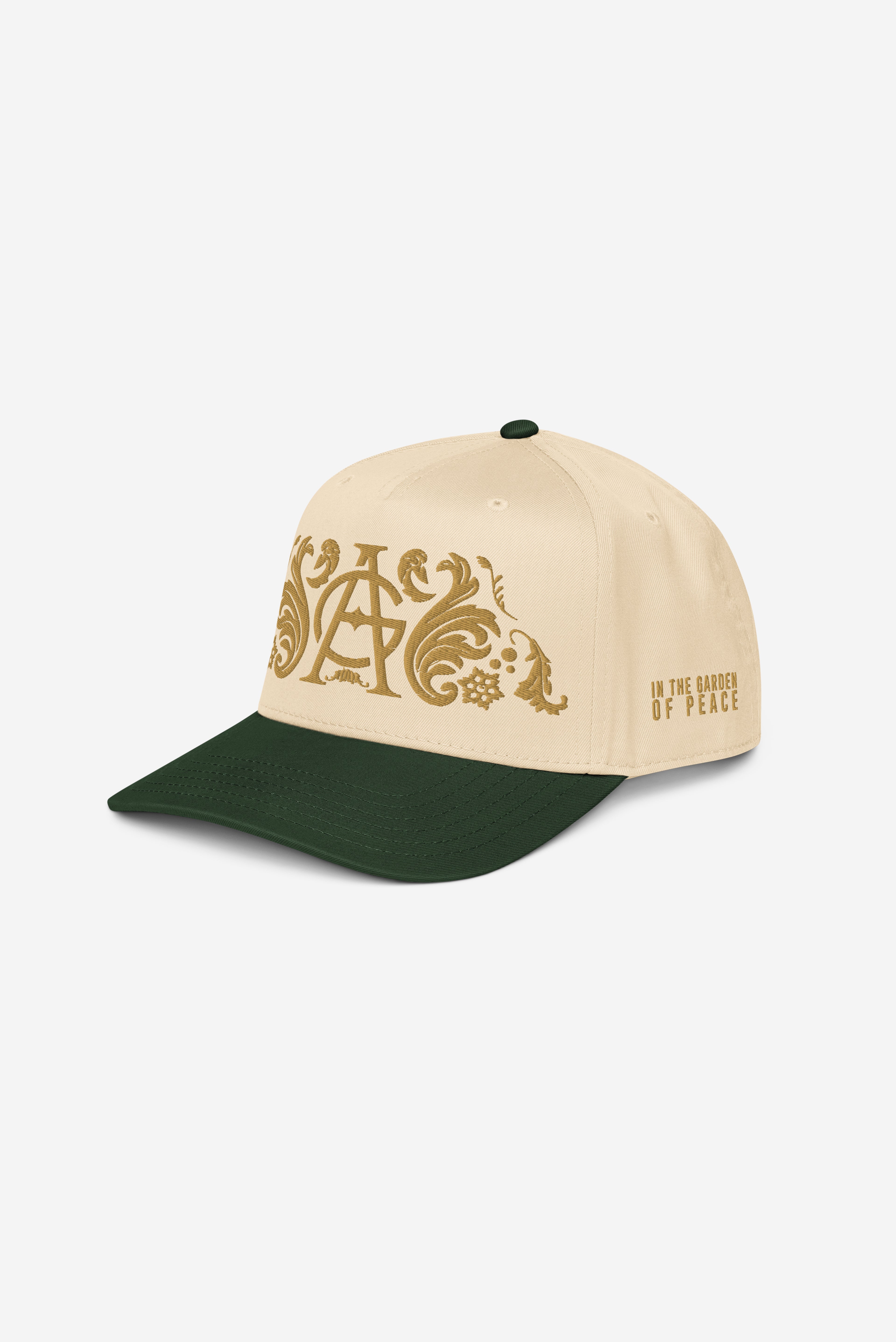 GODALON3 - IN THE GARDEN OF PEACE - 5 panel cap (Cream/Green)