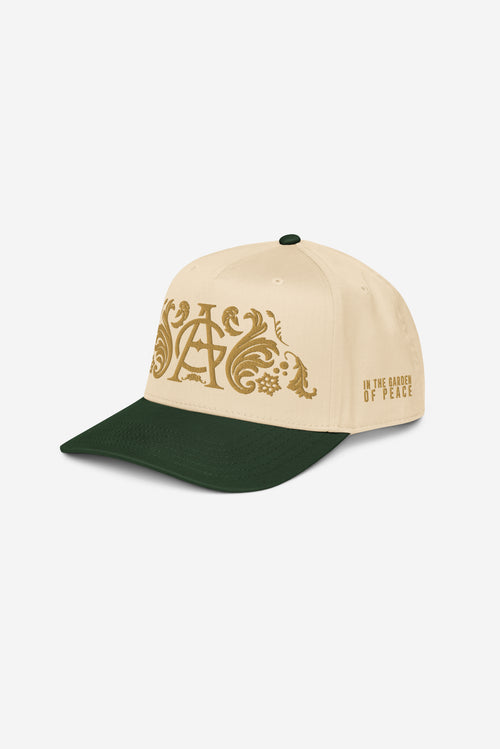 GODALON3 - IN THE GARDEN OF PEACE - 5 panel cap (Cream/Green)