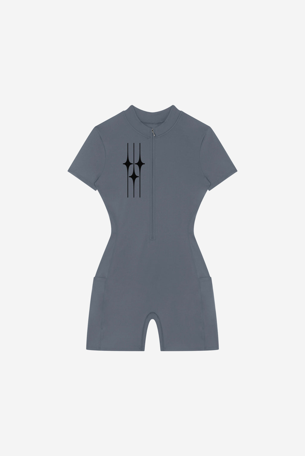 GODALON3 - Quarter-Zip Short Sleeve Romper (Dead Sea)