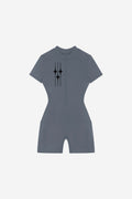 GODALON3 - Quarter-Zip Short Sleeve Romper (Dead Sea)