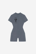GODALON3 - Quarter-Zip Short Sleeve Romper (Dead Sea)