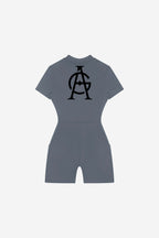 GODALON3 - Quarter-Zip Short Sleeve Romper (Dead Sea)