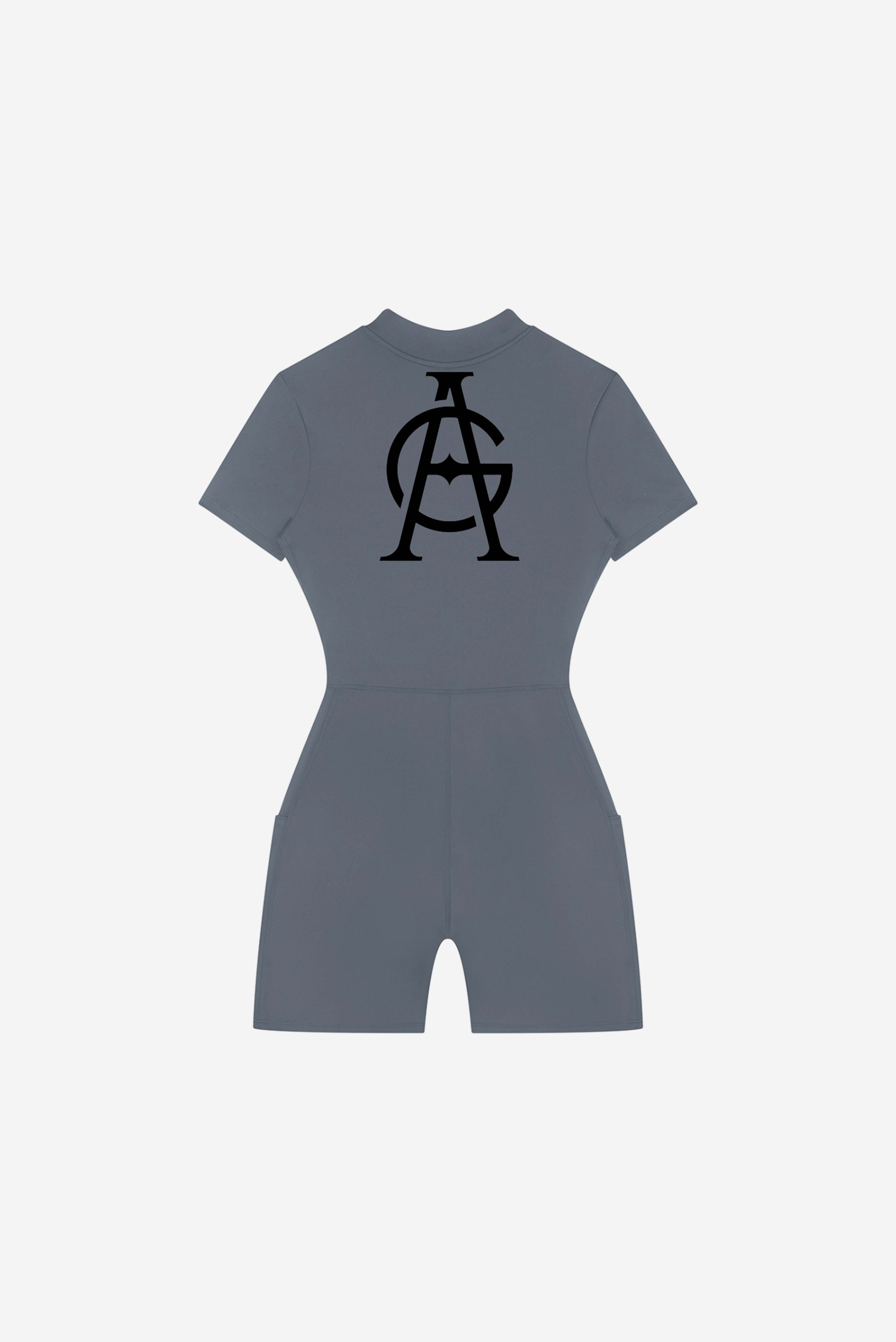 GODALON3 - Quarter-Zip Short Sleeve Romper (Dead Sea)