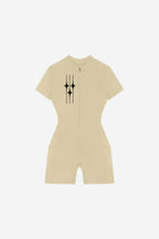 GODALON3 - Quarter-Zip Short Sleeve Romper (Cream)