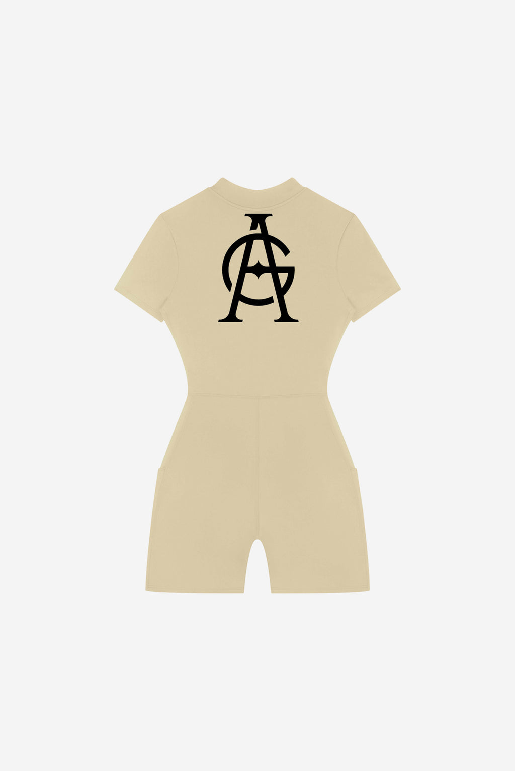 GODALON3 - Quarter-Zip Short Sleeve Romper (Cream)