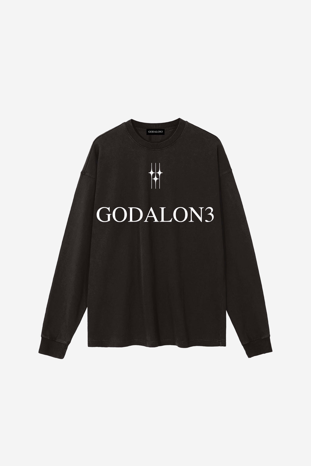 GODALON3 - Vintage Washed Long Sleeve T-Shirt (Acid-Black)