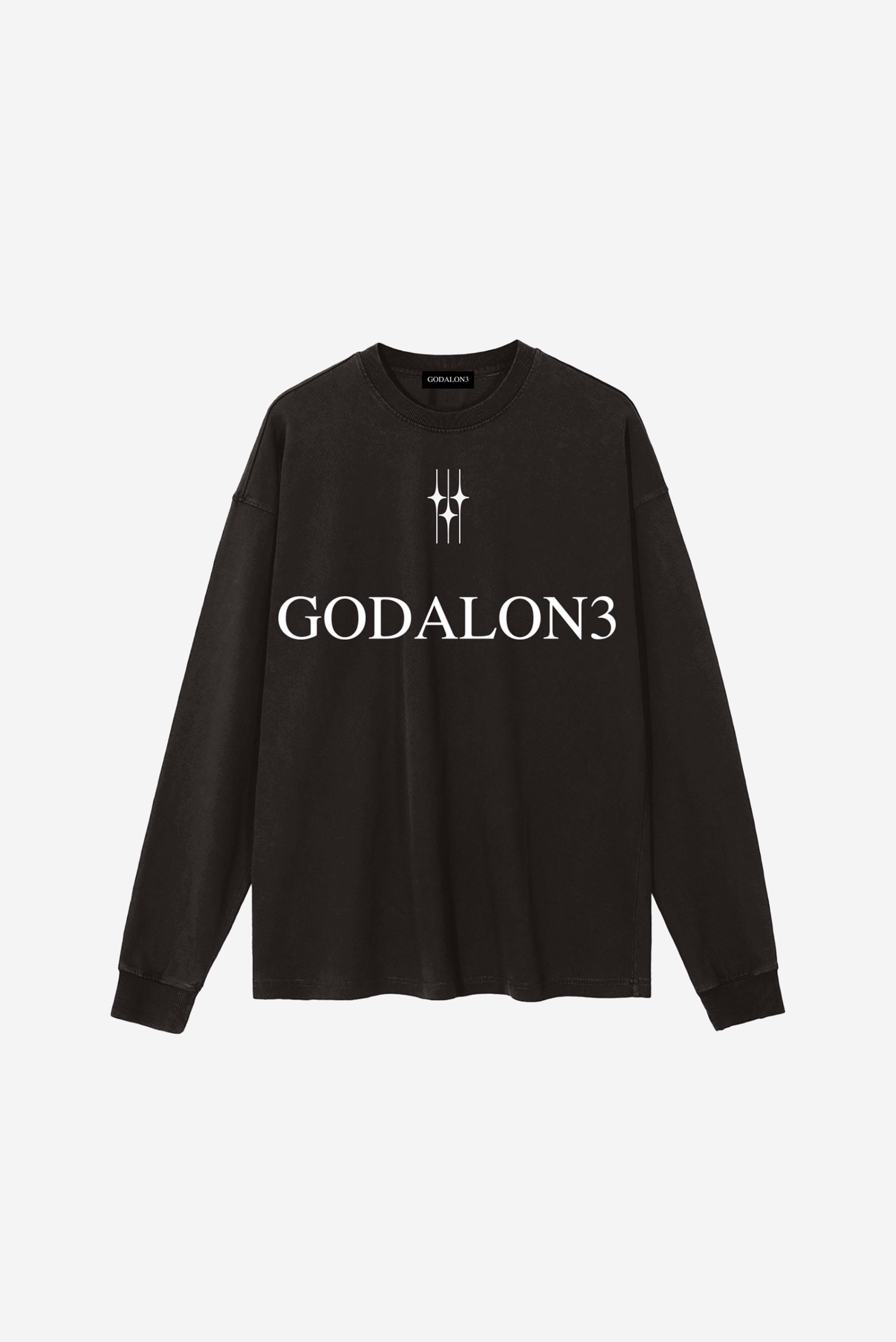 GODALON3 - Vintage Washed Long Sleeve T-Shirt (Acid-Black)