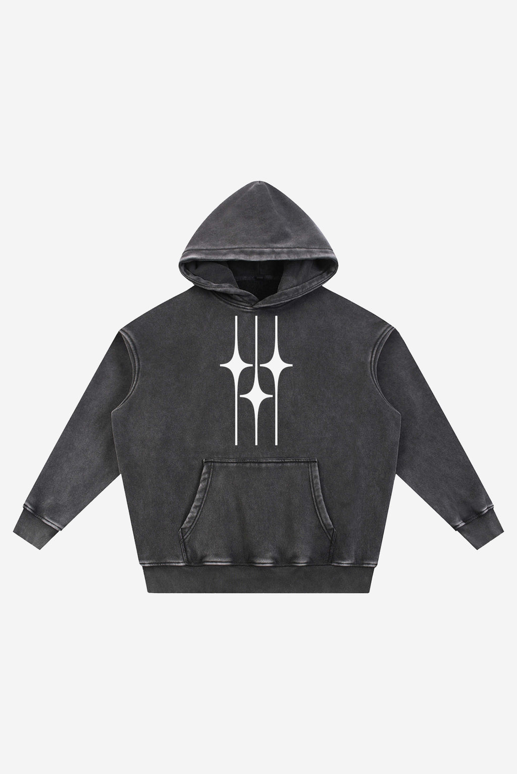 GODALON3 - Snow Wash Fleece Oversize Hoodie (Stone Black)