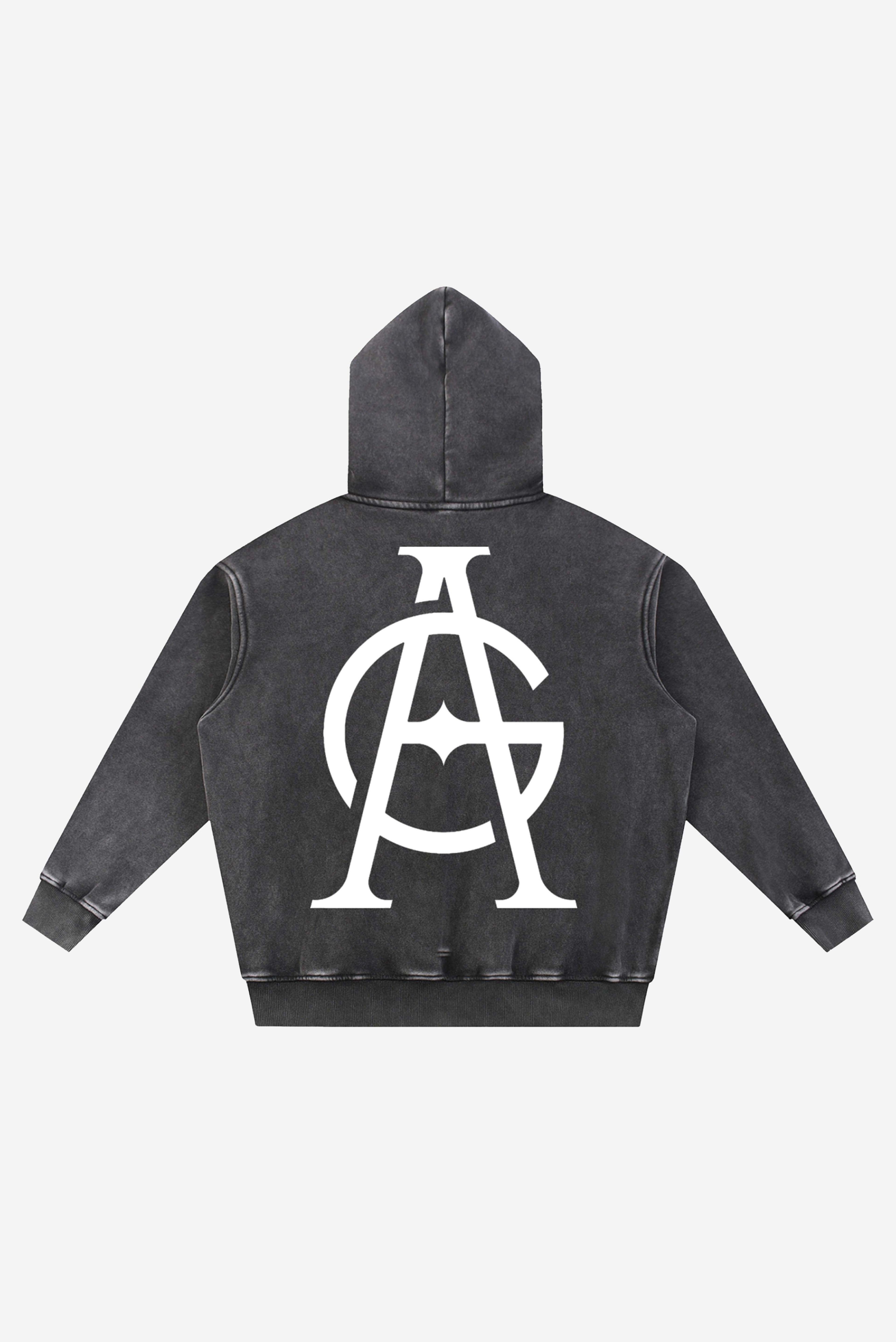 GODALON3 - Snow Wash Fleece Oversize Hoodie (Stone Black)